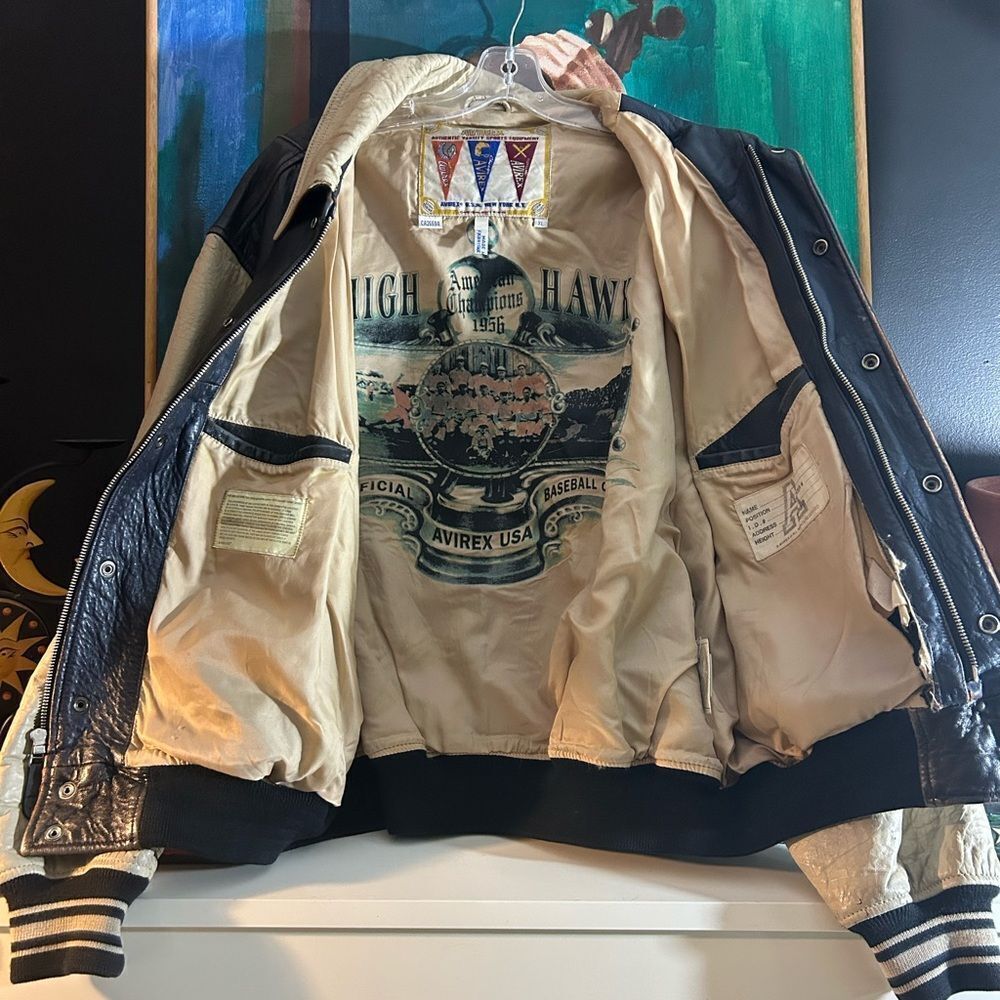 Rare Avirex Chief High Hawk American Team Leather Jacket Indian Head XL - Picture 3 of 16